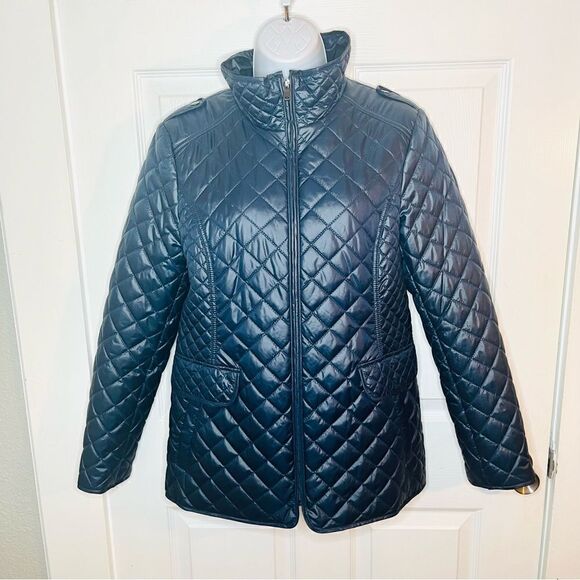 Ellen Tracy Lightweight Insulated Quilted Jacket Zipper Navy Blue M - Picture 6 of 12